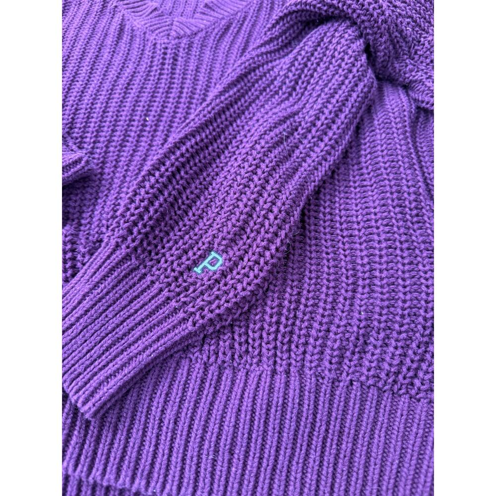 Victoria’s Secret PINK Love Pink Forenza V-Neck Chunky Knit Sweater XS Burgundy - Picture 5 of 7